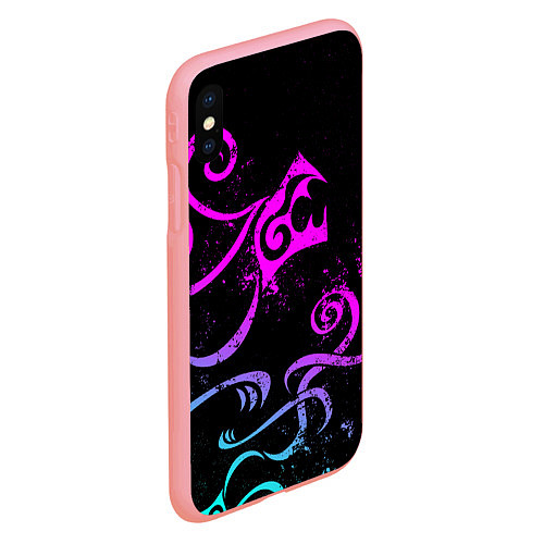 Чехол iPhone XS Max матовый НЕОНОВЫЙ ДРАКЕН DRAKEN TATTOO / 3D-Баблгам – фото 2