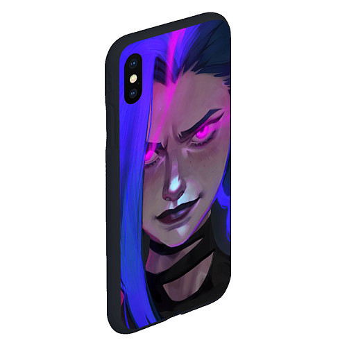 Чехол iPhone XS Max матовый League Of Legends Arcane ДЖИНКС Jinx Powder / 3D-Черный – фото 2