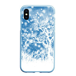 Чехол iPhone XS Max матовый Коллекция Зимняя сказка Зимний пейзаж W-1, цвет: 3D-голубой