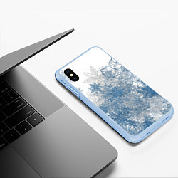 Чехол iPhone XS Max матовый Коллекция Зимняя сказка Снежинки Sn-1-sh, цвет: 3D-голубой — фото 2