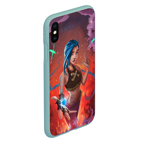 Чехол iPhone XS Max матовый Arcane League Of Legends - Джинкс Паудер / 3D-Мятный – фото 2