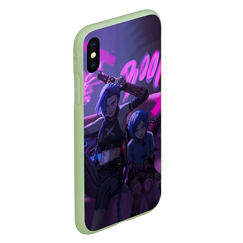 Чехол iPhone XS Max матовый Джинкс Паудер - Jinx Powder / 3D-Салатовый – фото 2