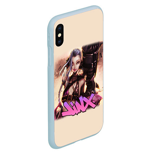 Чехол iPhone XS Max матовый League Of Legends Arcane ДЖИНКС ПОДМИГИВАЕТ / 3D-Голубой – фото 2