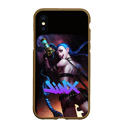 Чехол iPhone XS Max матовый League Of Legends Arcane ДЖИНКС ПАУДЕР, цвет: 3D-коричневый