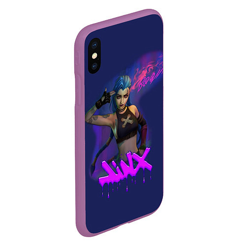 Чехол iPhone XS Max матовый League Of Legends Arcane JINX BOOM / 3D-Фиолетовый – фото 2