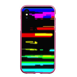 Чехол iPhone XS Max матовый Color fashion glitch, цвет: 3D-малиновый