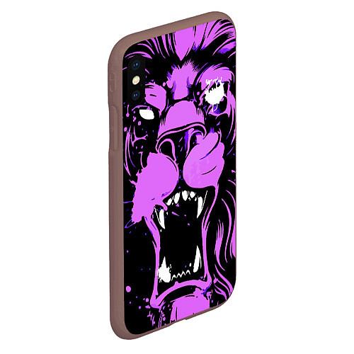 Чехол iPhone XS Max матовый Neon pink lion / 3D-Коричневый – фото 2