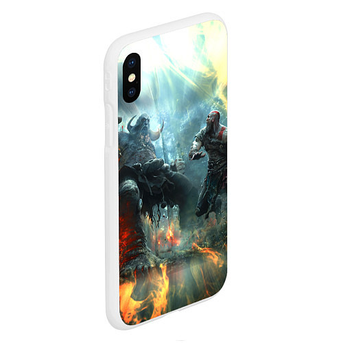 Чехол iPhone XS Max матовый God of War Fighting / 3D-Белый – фото 2