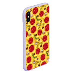 Чехол iPhone XS Max матовый Pizza salami, цвет: 3D-светло-сиреневый — фото 2