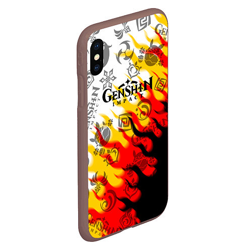 Чехол iPhone XS Max матовый Genshin Impact - Fire / 3D-Коричневый – фото 2