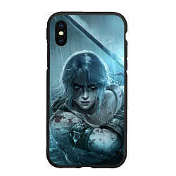 Чехол iPhone XS Max матовый ЦИРИ, ВЕДЬМАК, THE WITCHER, цвет: 3D-черный