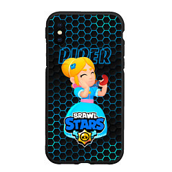 Чехол iPhone XS Max матовый Пайпер BRAWL STARS соты, цвет: 3D-черный