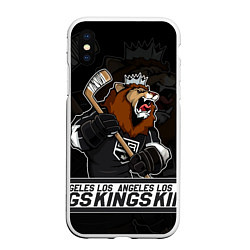 Чехол iPhone XS Max матовый Лос Анджелес Кингз, Los Angeles Kings, цвет: 3D-белый