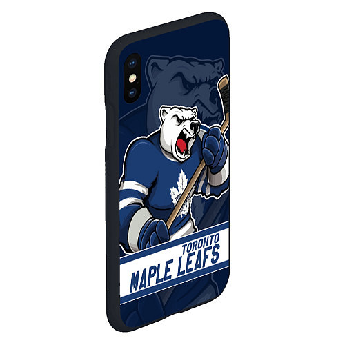 Чехол iPhone XS Max матовый Торонто Мейпл Лифс, Toronto Maple Leafs Маскот / 3D-Черный – фото 2