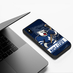 Чехол iPhone XS Max матовый Торонто Мейпл Лифс, Toronto Maple Leafs Маскот, цвет: 3D-черный — фото 2