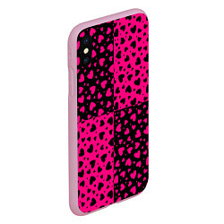 Чехол iPhone XS Max матовый Черно-Розовые сердца, цвет: 3D-розовый — фото 2