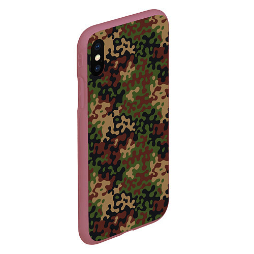 Чехол iPhone XS Max матовый Военный Камуфляж Military / 3D-Малиновый – фото 2