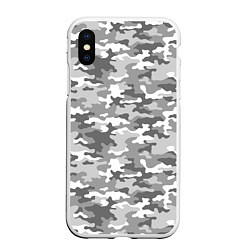 Чехол iPhone XS Max матовый Серый Военный Камуфляж
