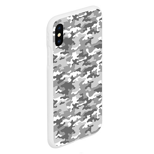 Чехол iPhone XS Max матовый Серый Военный Камуфляж / 3D-Белый – фото 2