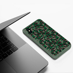 Чехол iPhone XS Max матовый Зелёный Вязаный Камуфляж, цвет: 3D-темно-зеленый — фото 2