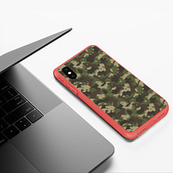 Чехол iPhone XS Max матовый Камуфляж для Леса, цвет: 3D-красный — фото 2