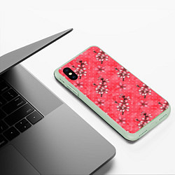 Чехол iPhone XS Max матовый Сакура красная, цвет: 3D-салатовый — фото 2