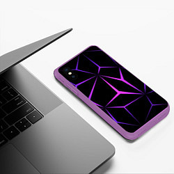 Чехол iPhone XS Max матовый НЕОНОВАЯ ГЕОМЕТРИЯ - NEON, цвет: 3D-фиолетовый — фото 2