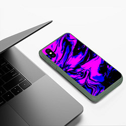 Чехол iPhone XS Max матовый НЕОНОВЫЕ РАЗВОДЫ КРАСОК, цвет: 3D-темно-зеленый — фото 2