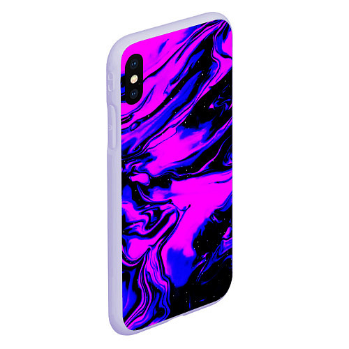 Чехол iPhone XS Max матовый НЕОНОВЫЕ РАЗВОДЫ КРАСОК / 3D-Светло-сиреневый – фото 2