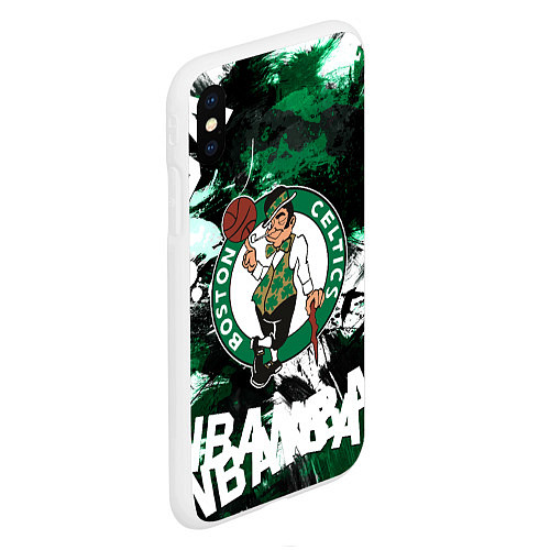 Чехол iPhone XS Max матовый Бостон Селтикс , Boston Celtics / 3D-Белый – фото 2