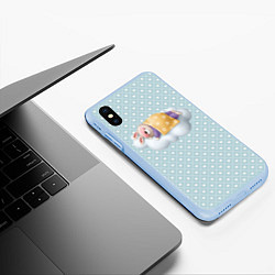 Чехол iPhone XS Max матовый Спящий кролик, цвет: 3D-голубой — фото 2