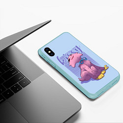 Чехол iPhone XS Max матовый Cat Kissy, цвет: 3D-мятный — фото 2