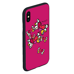 Чехол iPhone XS Max матовый Romero Britto - flying hearts, цвет: 3D-черный — фото 2