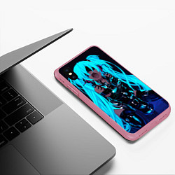 Чехол iPhone XS Max матовый Мику Хатсуне Ахегао, цвет: 3D-малиновый — фото 2
