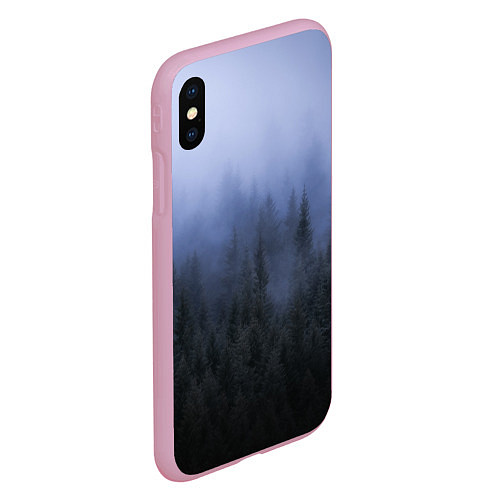 Чехол iPhone XS Max матовый КРАСИВЫЙ ЛЕС В ТУМАНЕ / 3D-Розовый – фото 2