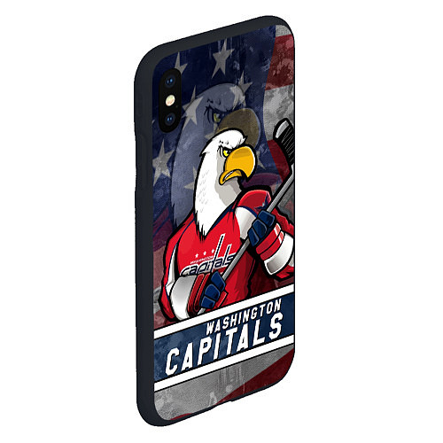 Чехол iPhone XS Max матовый Вашингтон Кэпиталз, Washington Capitals / 3D-Черный – фото 2