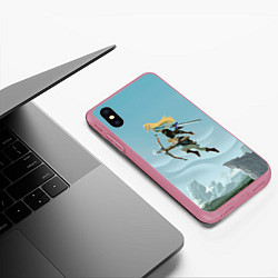 Чехол iPhone XS Max матовый Зельда и Линк, цвет: 3D-малиновый — фото 2