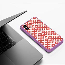 Чехол iPhone XS Max матовый Славянский орнамент этнический узор, цвет: 3D-фиолетовый — фото 2