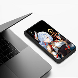 Чехол iPhone XS Max матовый Genshin Impact Шэнь Хэ, цвет: 3D-черный — фото 2