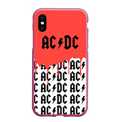 Чехол iPhone XS Max матовый Ac dc rock, цвет: 3D-малиновый