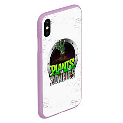 Чехол iPhone XS Max матовый Plants vs Zombies логотип, цвет: 3D-сиреневый — фото 2
