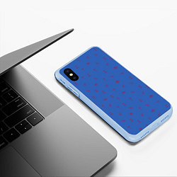Чехол iPhone XS Max матовый Зимние виды спорта на синем фоне, цвет: 3D-голубой — фото 2