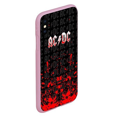 Чехол iPhone XS Max матовый Acdc Паттерн / 3D-Розовый – фото 2