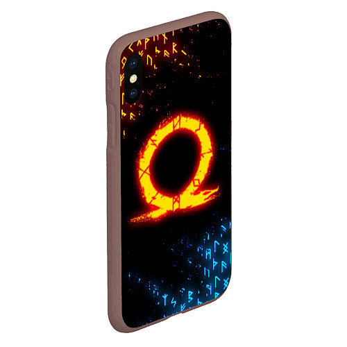 Чехол iPhone XS Max матовый GOD OF WAR CRATOS FIRE SYMBOL RUNE / 3D-Коричневый – фото 2