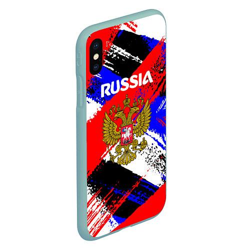 Чехол iPhone XS Max матовый Russia Геометрия патриотизм / 3D-Мятный – фото 2