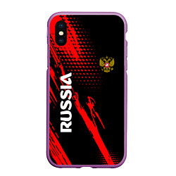 Чехол iPhone XS Max матовый Russia Герб Геометрия, цвет: 3D-фиолетовый