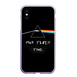 Чехол iPhone XS Max матовый PINK FLOYD TIME ПИНК ФЛОЙД ЛОГОТИП, цвет: 3D-светло-сиреневый