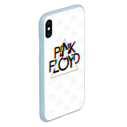 Чехол iPhone XS Max матовый PINK FLOYD LOGO ПИНК ФЛОЙД ГЛИТЧ / 3D-Голубой – фото 2