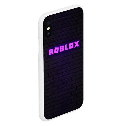 Чехол iPhone XS Max матовый ROBLOX NEON LOGO ИГРА РОБЛОКС / 3D-Белый – фото 2