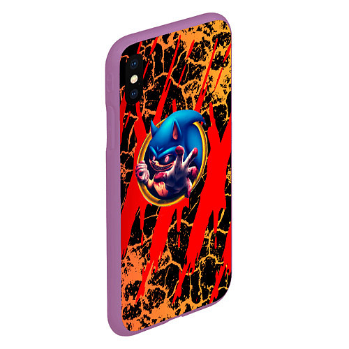 Чехол iPhone XS Max матовый Sonic Exe Бомба игра / 3D-Фиолетовый – фото 2